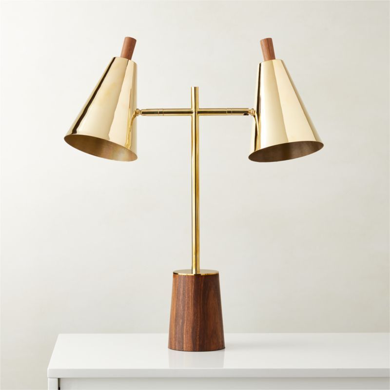 Exposior Modern Brass Cone Table Lamp with Walnut Base + Reviews | CB2 | CB2