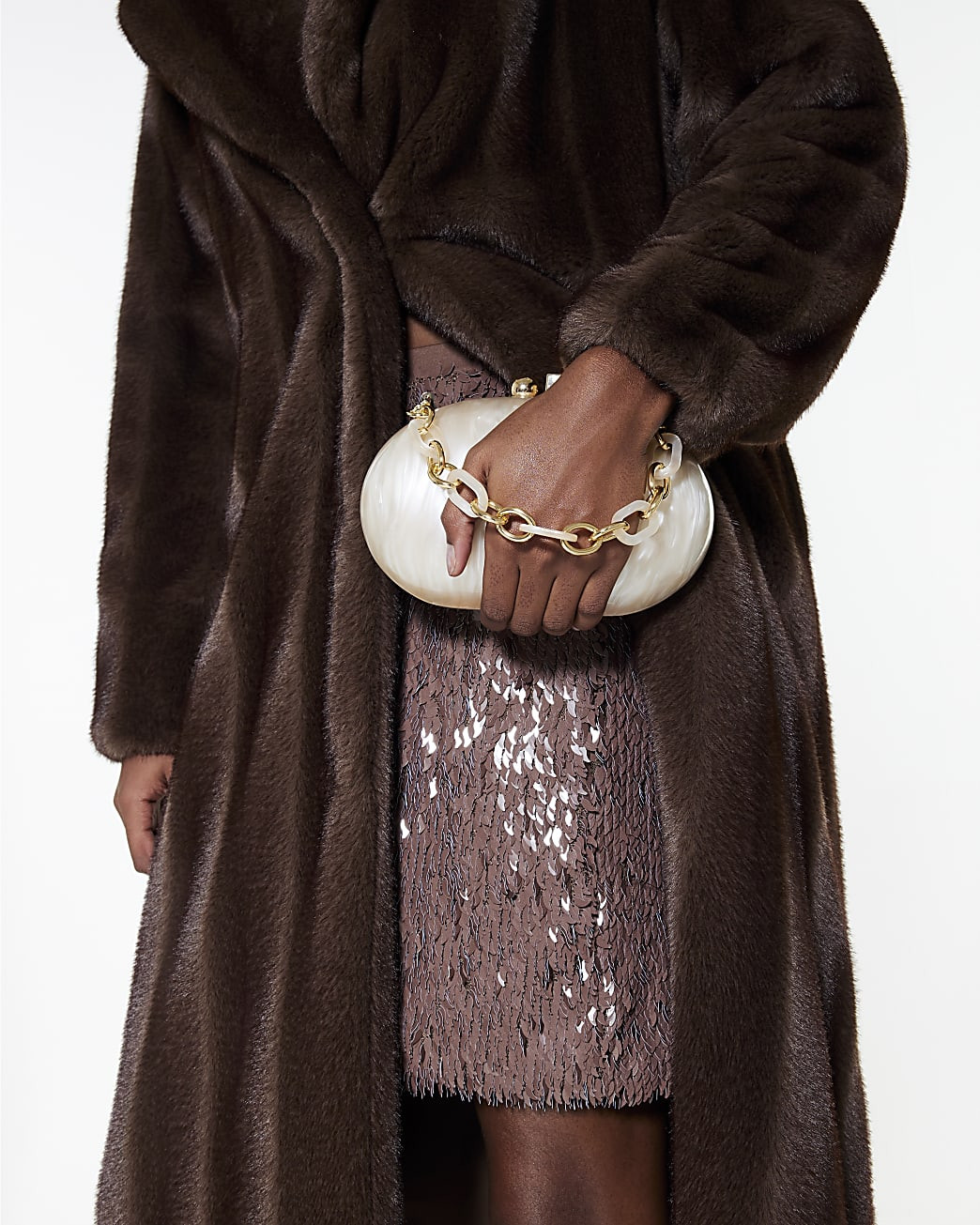 Cream Marble Hard Shell Clutch Bag | River Island UK & IE