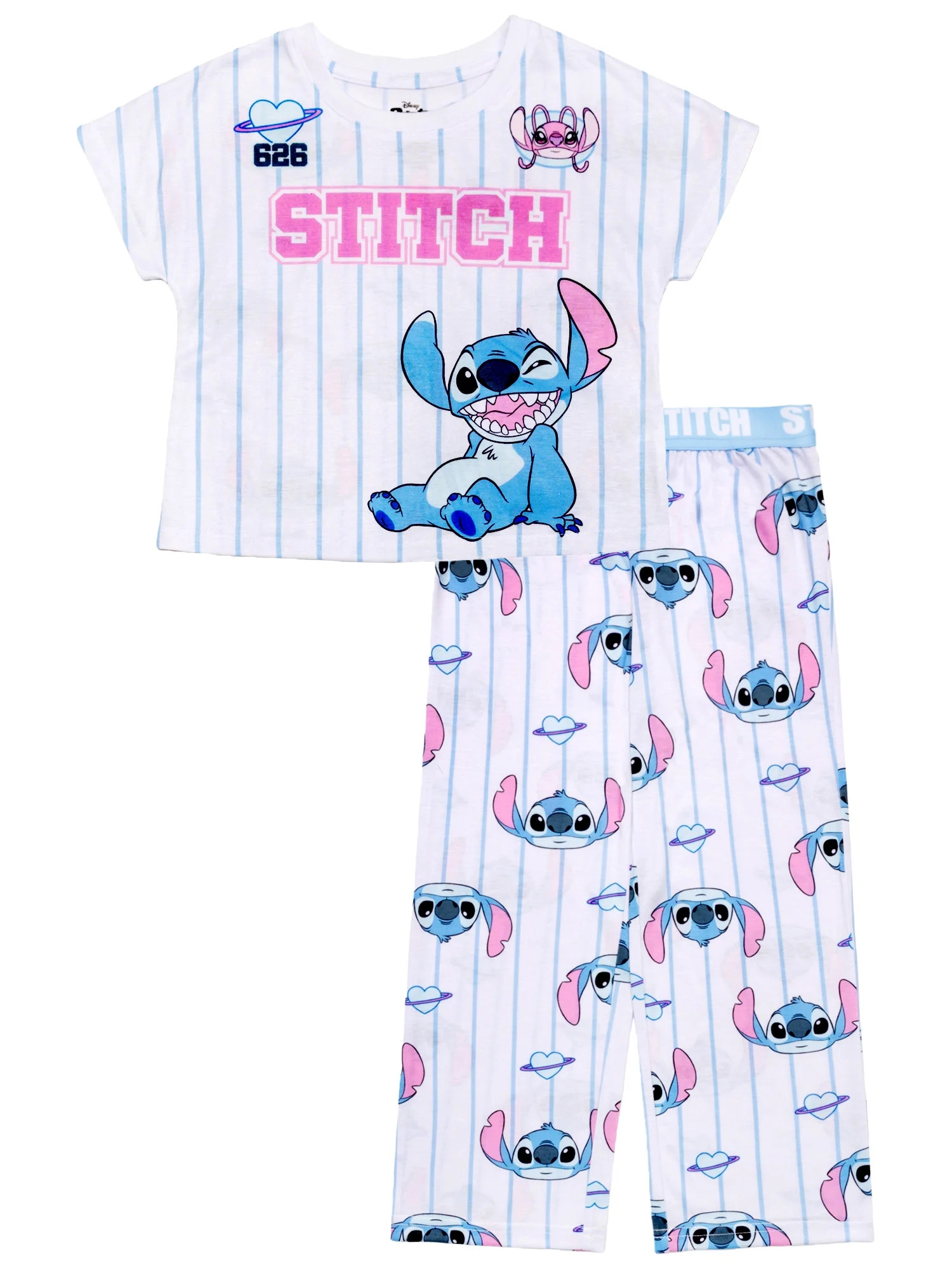 Lilo & Stitch Girls 2-Piece Jersey Short Sleeve Top and Pant, Sizes 4-16 | Walmart (US)