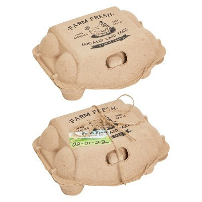 Okuna Outpost 20 Pack Half Dozen Paper Egg Cartons, 50 Self-Adhesive Labels, 1 Roll of Jute String, Brown | Target