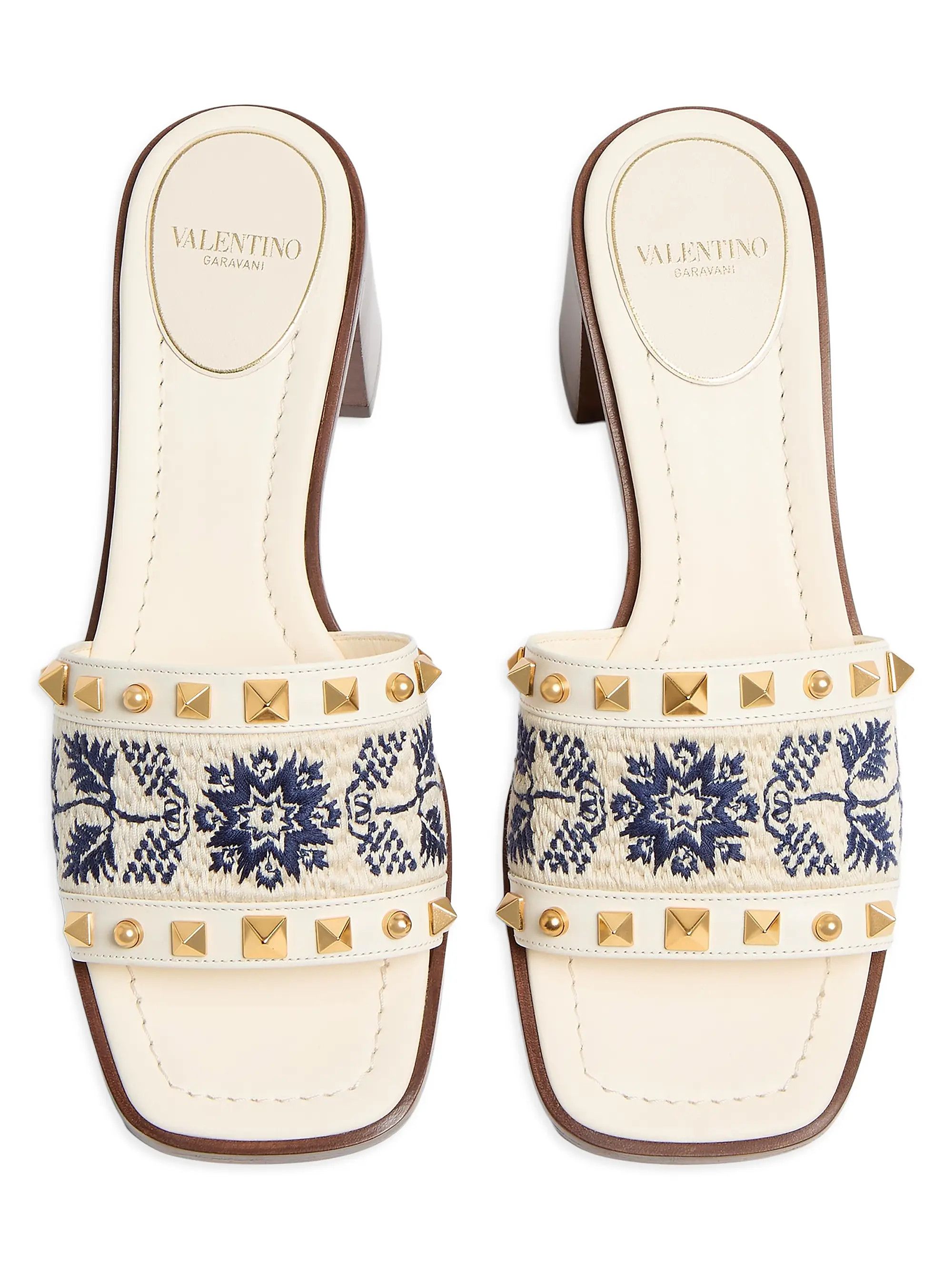 County Slide Sandals in 60MM Calfskin with Grape Embroidery | Saks Fifth Avenue