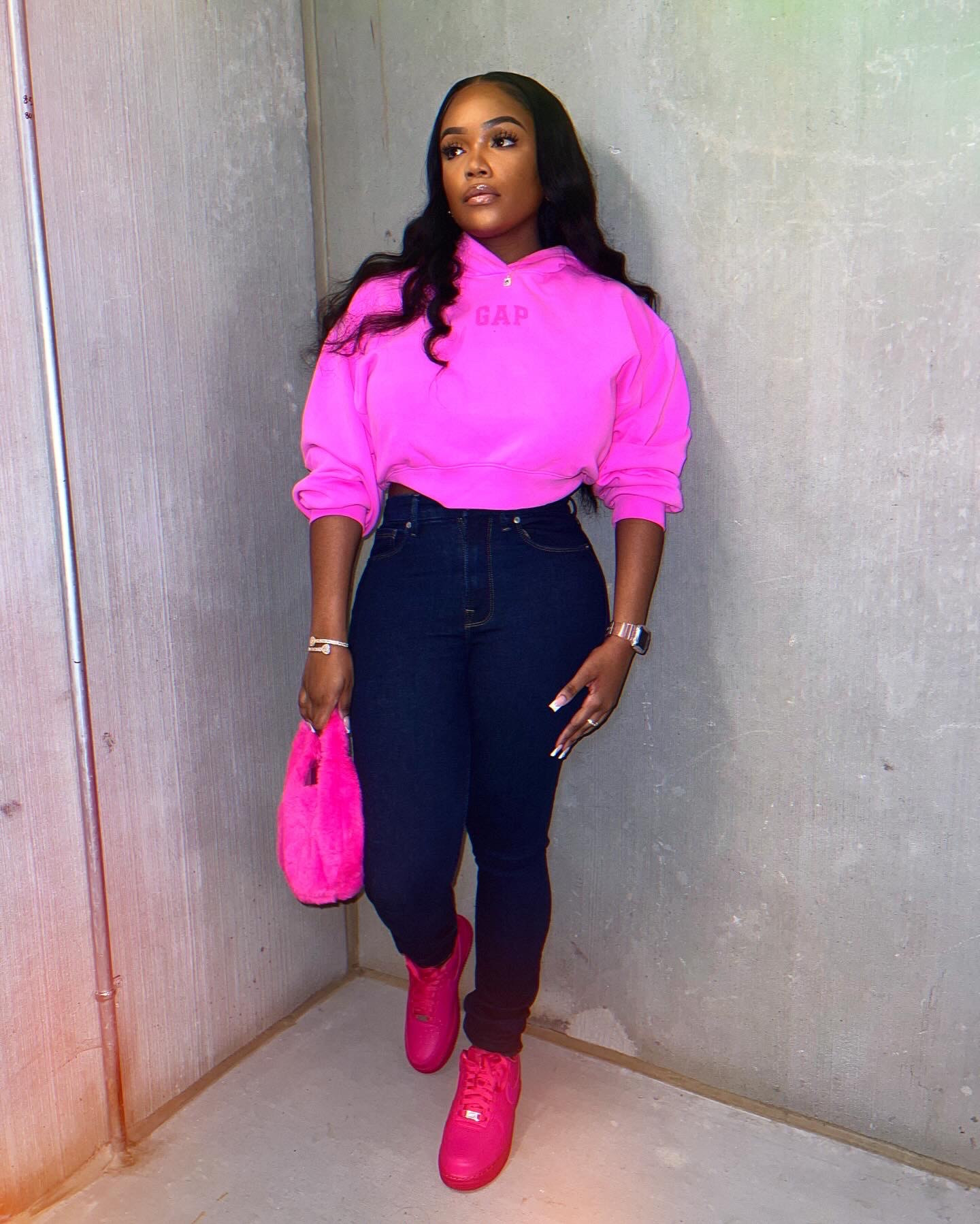 February just makes me want to wear 50 shades of pink. This was such a cute fit to wear out on a date or just simply hanging out. #pinklooks #valentineoutfit #pinkclothing #streetwear 

#LTKstyletip