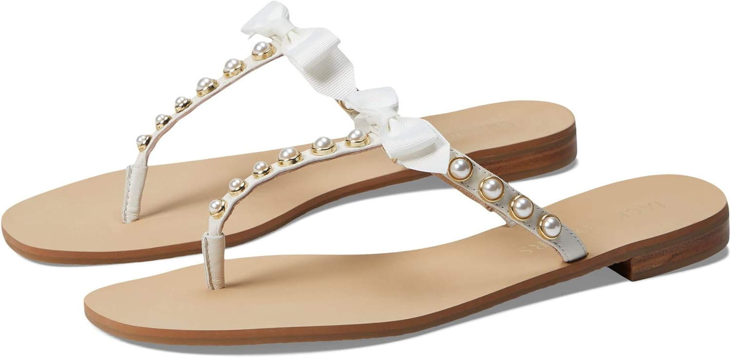 Jack Rogers Women's Sandpiper Bow/Pearl Sandal Flat | Amazon (US)