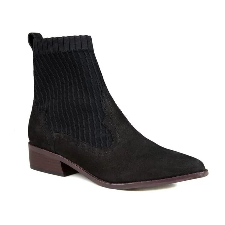 Cecelia New York Tomas Fitted Sock-Knit Leather Western Bootie Black (8.5, Black) | Walmart (US)