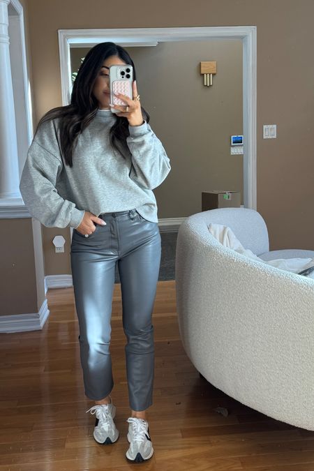 I’m doing a size small in the sweater and a size 26 petite in the full leather pant. I’m going to exchange these for a regular because I do find them a bit short on me.

Stack code addon for an additional 20% off 