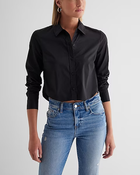 Cotton Cropped Portofino Shirt | Express