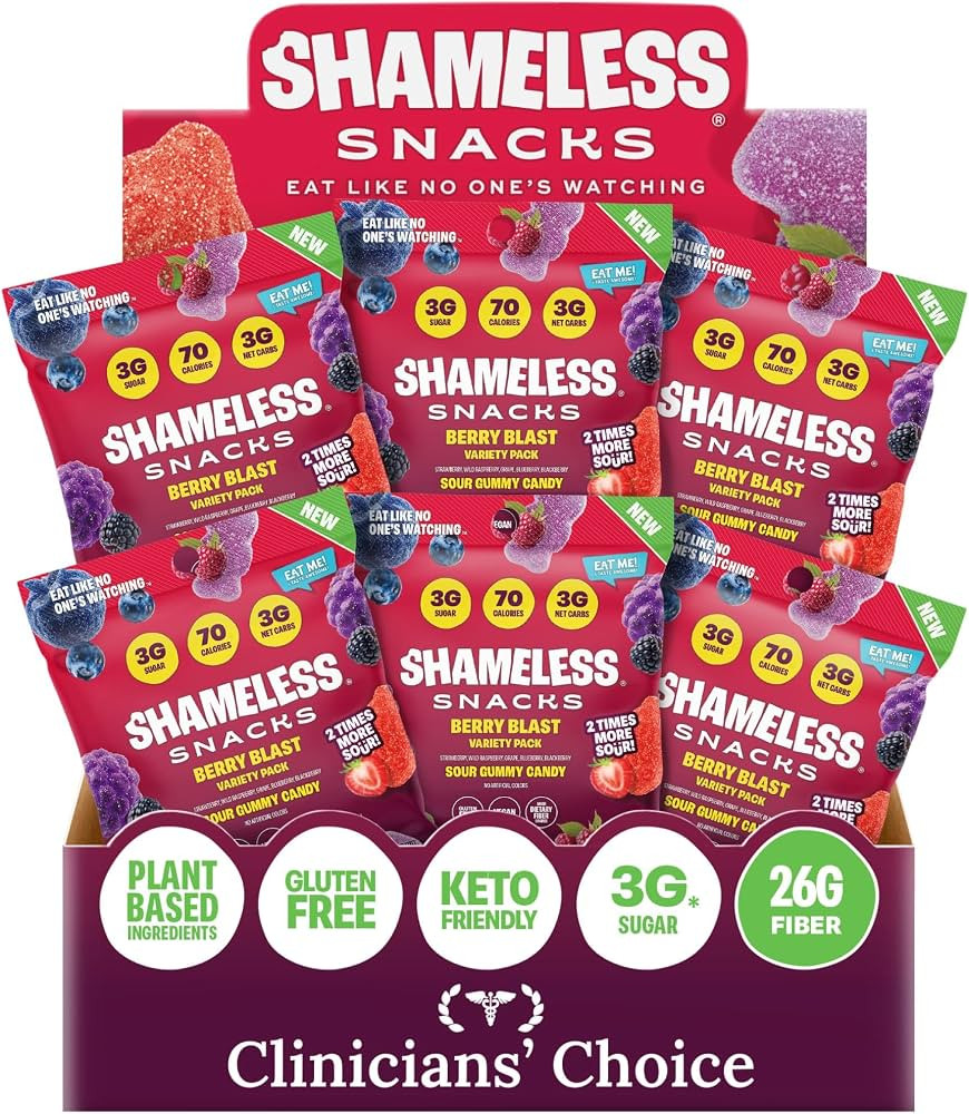 Shameless Snacks Berry Blast Gummy Candy Variety Pack & Fruit Snacks | Amazon (US)