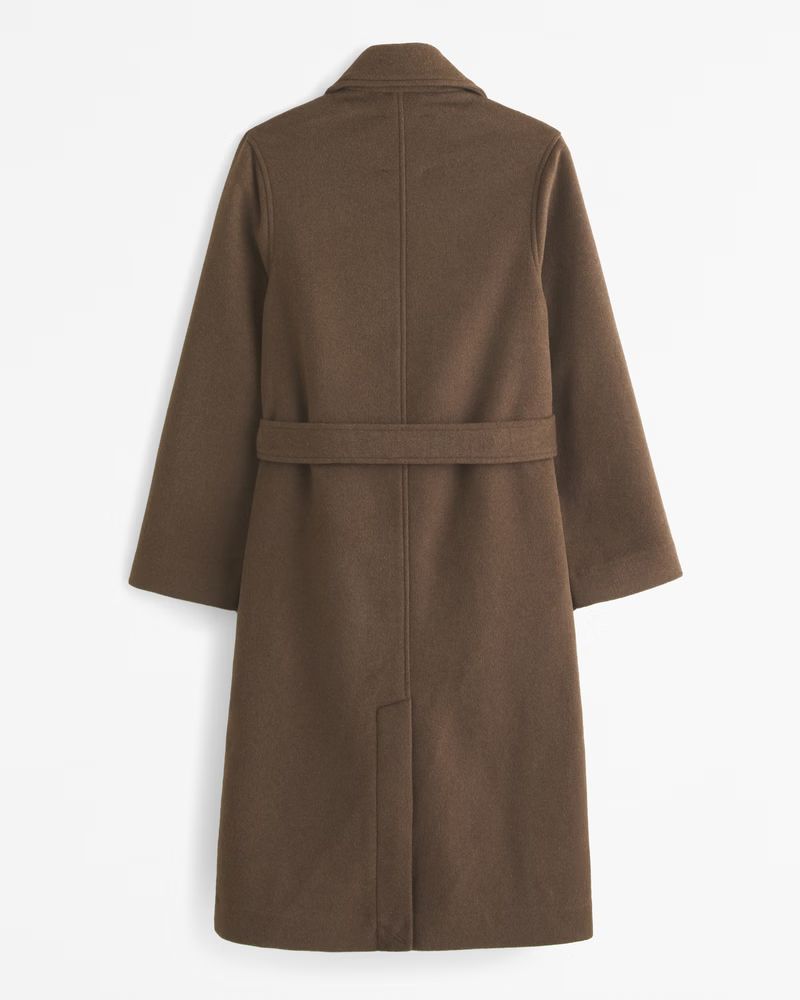 Double-Cloth Belted Wool-Blend Coat | Abercrombie & Fitch (US)