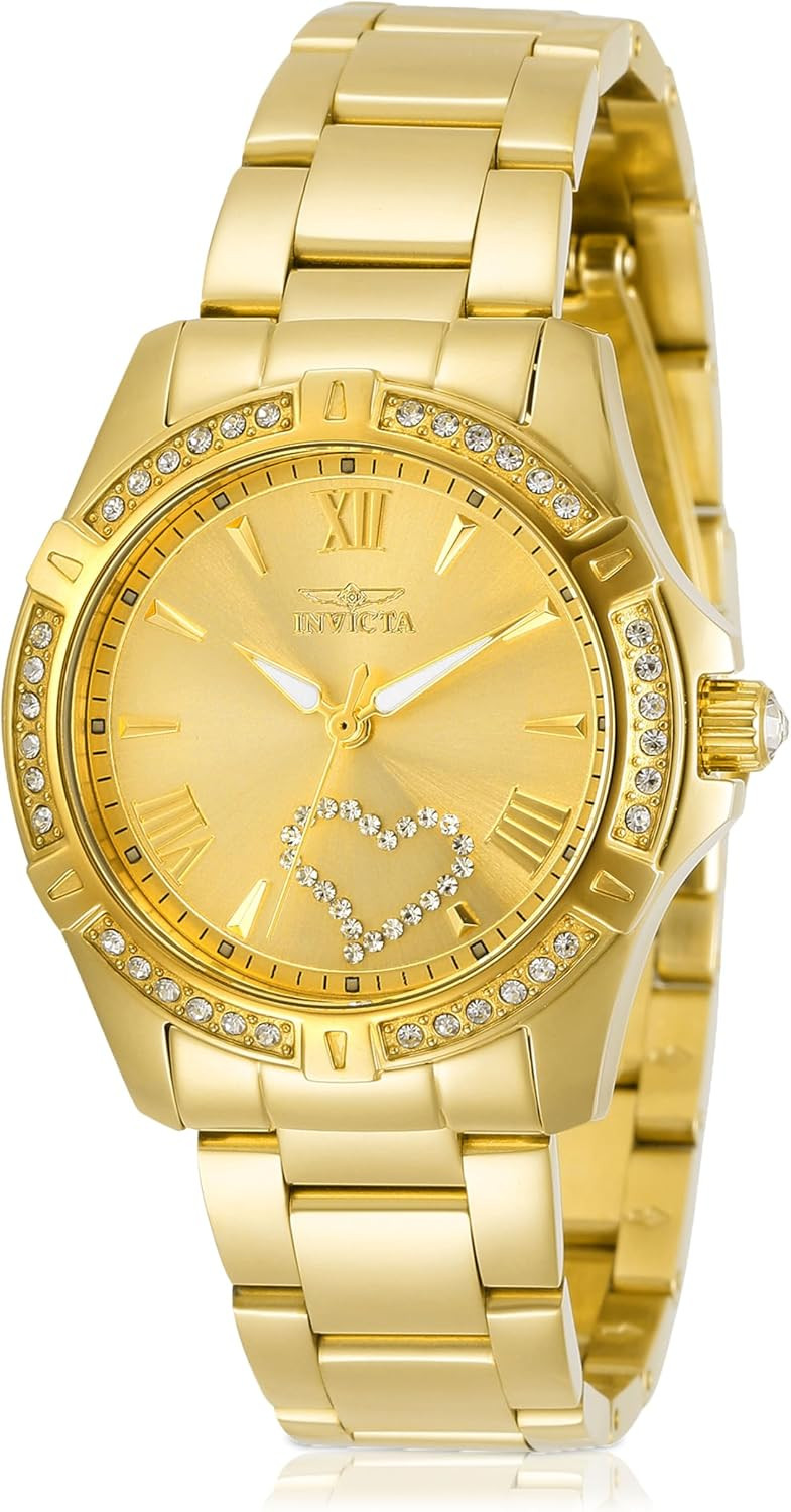 Invicta Women's Wildflower/Angel Analog Display Quartz Stainless-Steel Strap, Gold, Casual Watch ... | Amazon (US)
