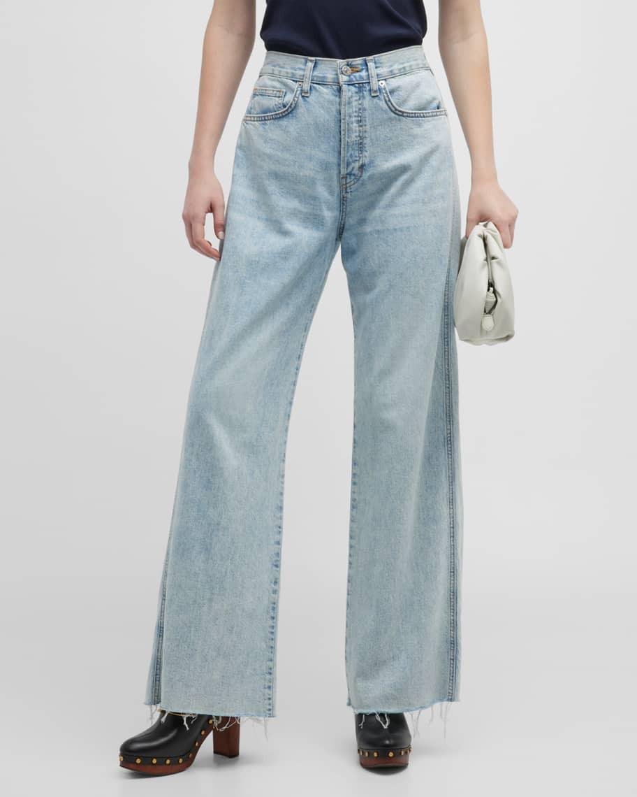 Veronica Beard Jeans Taylor High-Rise Wide-Leg Jeans | Neiman Marcus