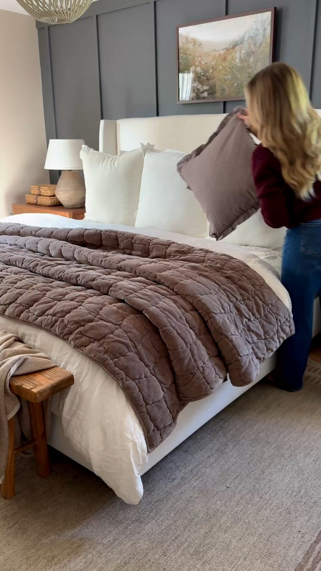 Cozy bedroom decor ideas for a calm, elevated home 

If you’re searching for cozy bedroom inspiration, neutral bedroom decor ideas, or simple ways to make your room feel more like a retreat, this is your sign.

I wanted my bedroom to feel soft, layered, and intentional without feeling overdone—just a space that feels peaceful at the end of a long day and still beautiful in natural light.

In this bedroom I used:
Cozy layered bedding for that relaxed, lived-in hotel look
Neutral bedding tones to keep the space calm and timeless
Textured throw blanket for warmth and dimension
Soft accent pillows to add subtle depth
Statement floor mirror to reflect light and make the room feel larger
Simple florals for an effortless, feminine touch

This is your reminder that you don’t need a full remodel to create a cozy bedroom aesthetic—just a few intentional layers and textures can completely change the feel of your space.

Save for cozy bedroom styling ideas

#LTKmorningroutine #LTKSeasonal #LTKHome