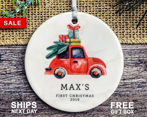 Baby's First Christmas Ornament - Personalized First Christmas Truck Ornament - Custom Baby Boy T... | Etsy (US)