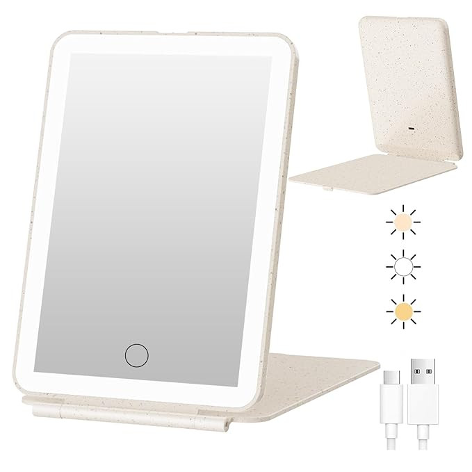 FUNTOUCH Rechargeable Travel Makeup Mirror with 72 Led Lights, Portable Lighted Makeup Mirror, 3 ... | Amazon (US)