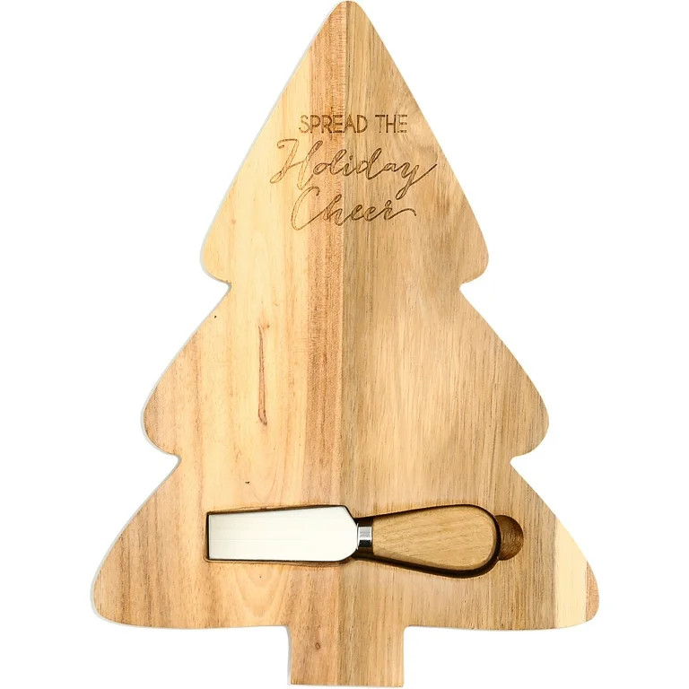Holiday Cheer - 13" Acacia Cheese/Bread Board Set | Walmart (US)