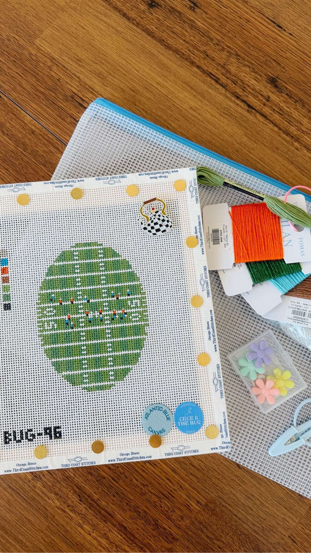 Set up my next needlepoint project with me! 🩵🏈🪡
