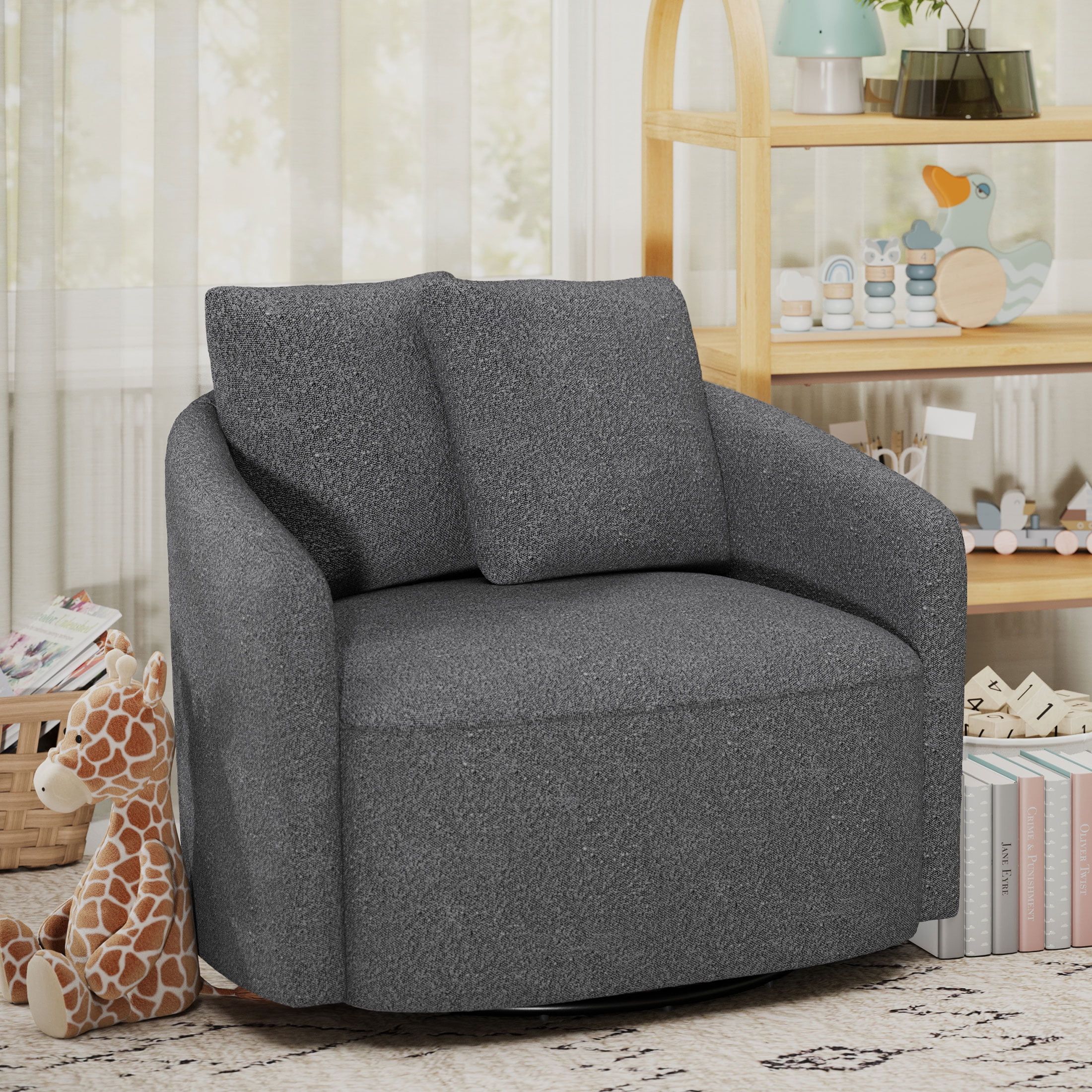 Beautiful Drew Kids Accent Chair by Drew Barrymore, Charcoal Bouclé Fabric | Walmart (US)