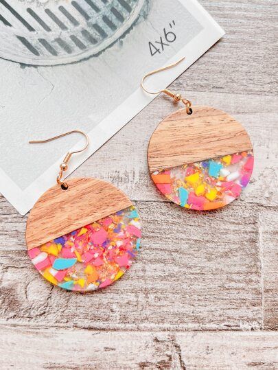 EMERY ROSE Color Block Round Drop Earrings | SHEIN