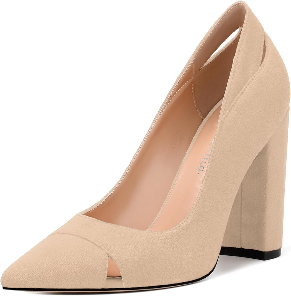 Women's Pumps, Pointed Toe High Heels Shoes for Women, Fashion Classic Pointed Toe High Chunky He... | Amazon (US)