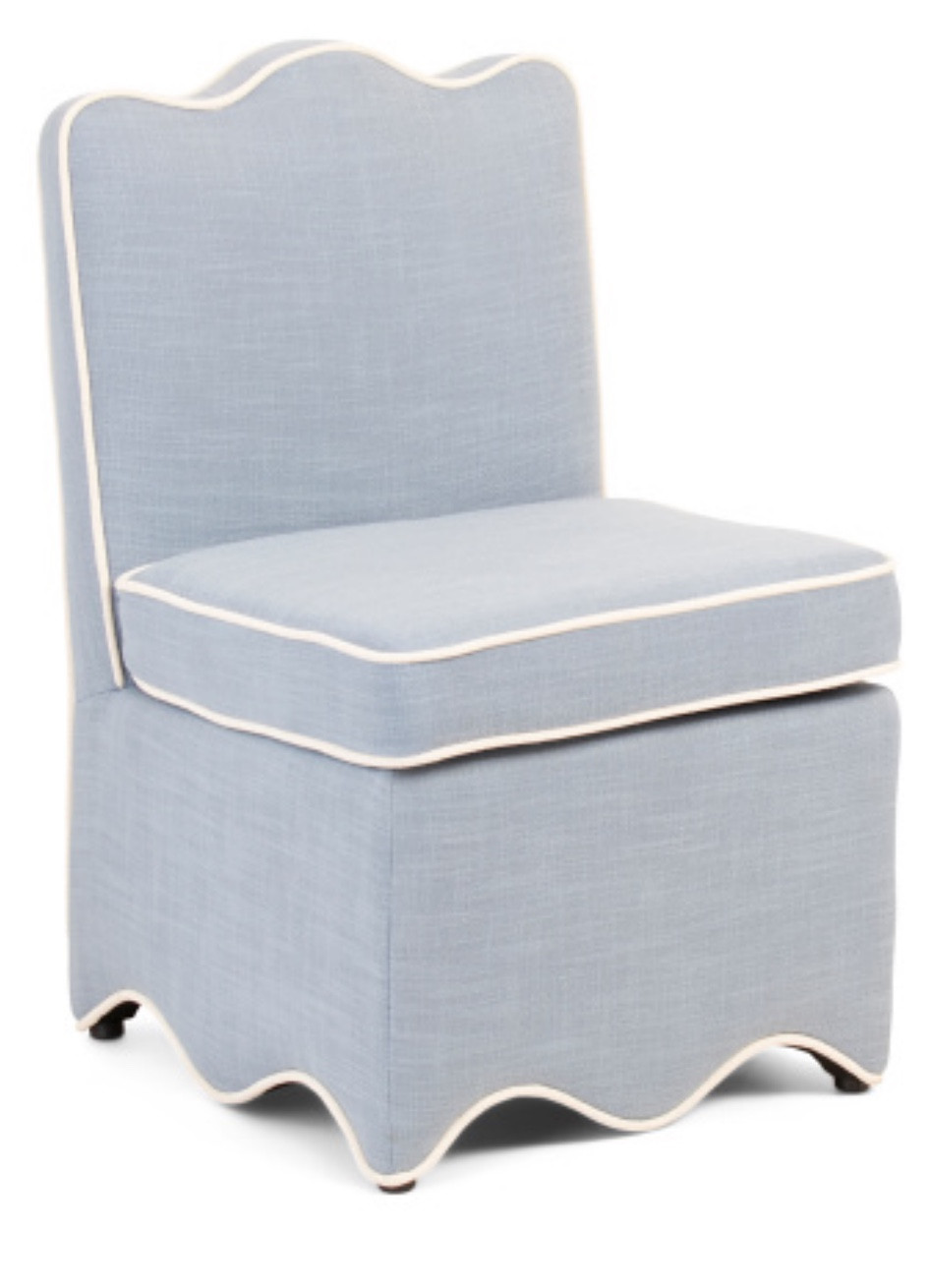 Lilian August dining room chair
Dining room chair
Blue scalloped chair
Tjmaxx finds
Kitchen design
Skirted chair
Dining Room 

#LTKHome #LTKSaleAlert #LTKMostLoved