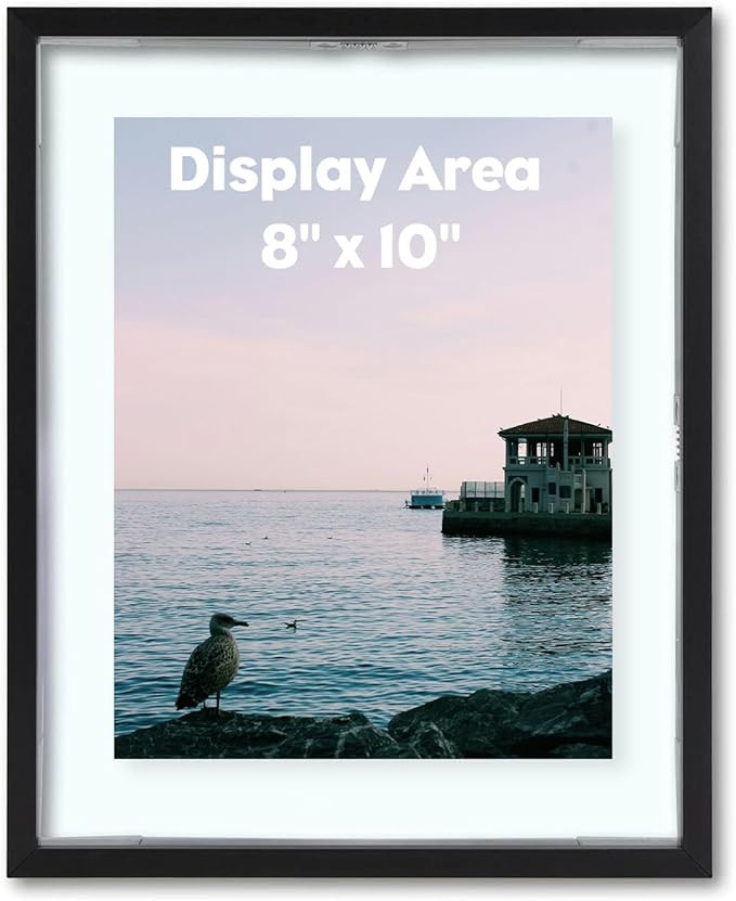 Golden State Art, 8x10 Floating Frame, Black Aluminum Picture Frame, Clear Glass Displays Any Siz... | Amazon (US)