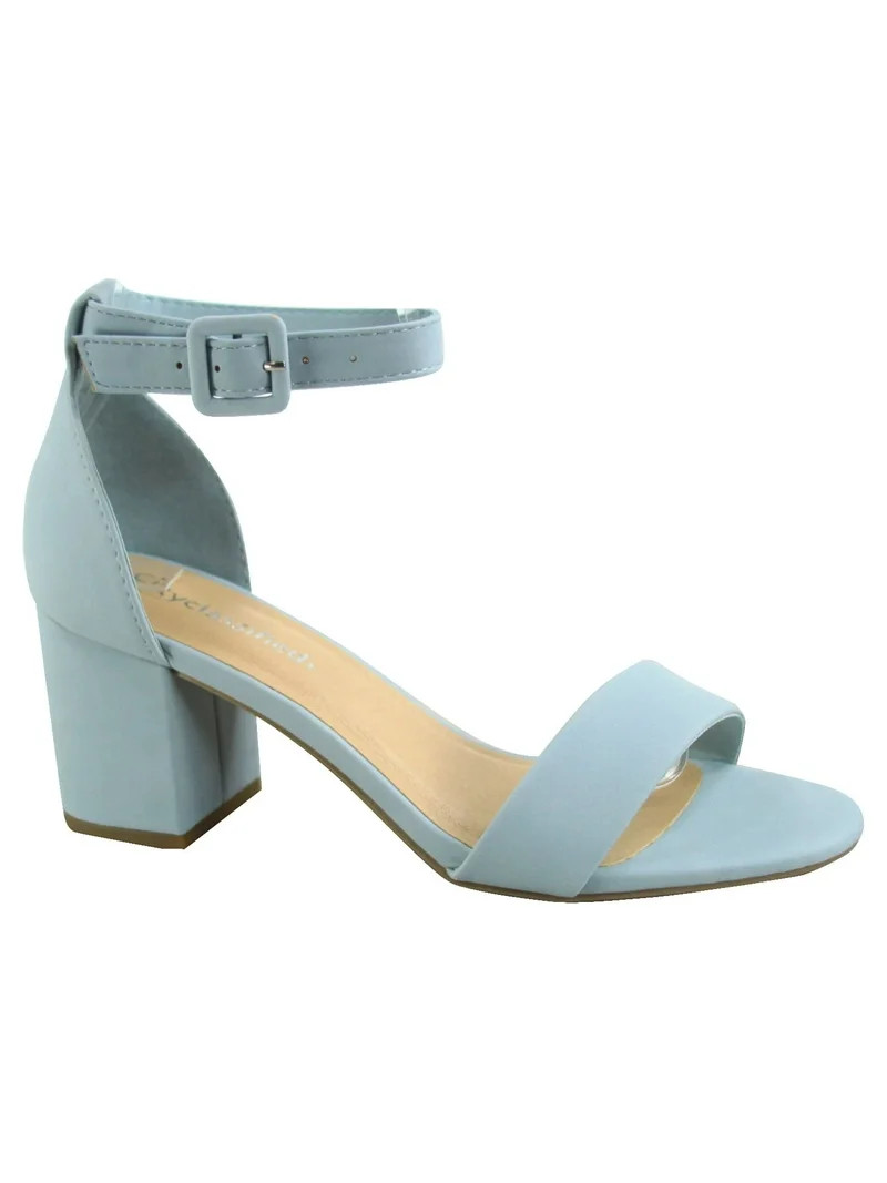 Cake-S Women's Fashion Open Toe Ankle Strap Buckle Low Chunky Heels Dress Sandals Shoes (Blue, 10... | Walmart (US)