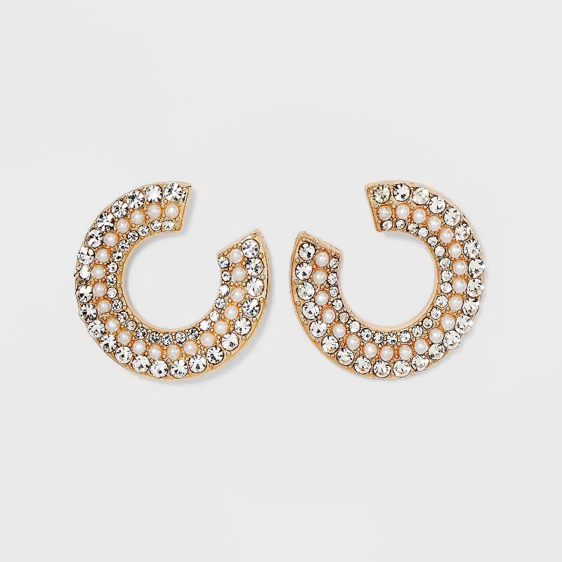 SUGARFIX by BaubleBar Pearl and Crystal Hoop Earrings - Gold | Target