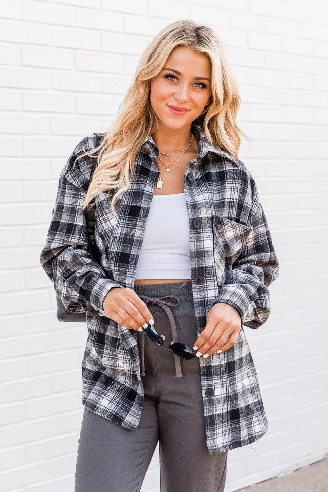 Chic Edge Ivory Plaid Flannel Shacket | Pink Lily