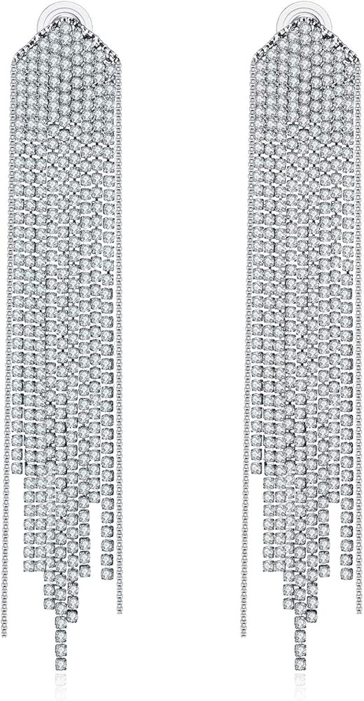 Crystal Chandelier Tassel Earrings Bohemian Rhinestone Fringe Chain Tassel Drop Dangle Earrings f... | Amazon (US)