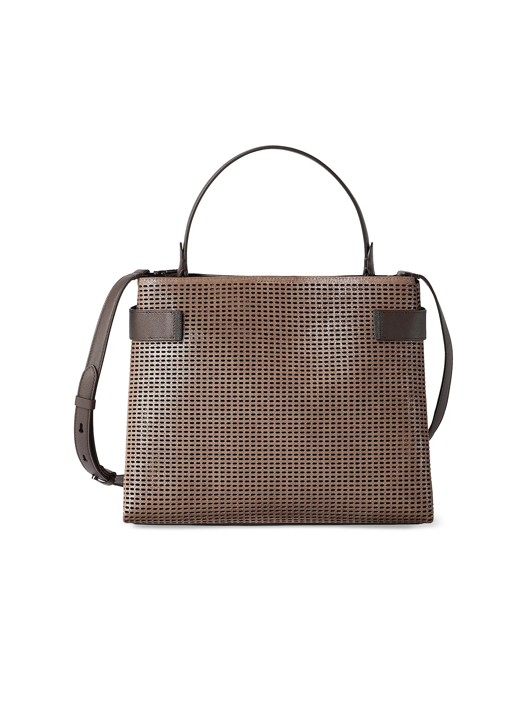 Essence Top Handle Bag in Sparkling Net Leather with Monili | Saks Fifth Avenue