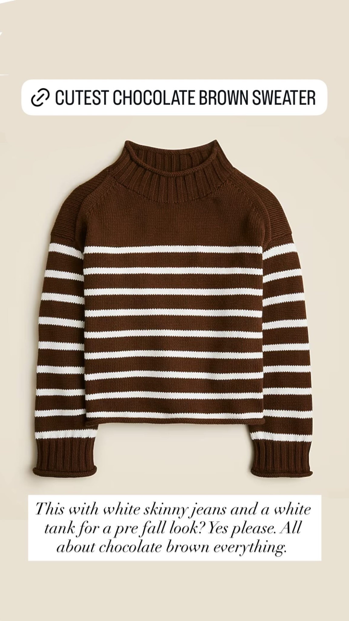 Chocolate brown stripe sweater. Fall fashion. 

#LTKSeasonal #LTKFindsUnder100 #LTKWorkwear