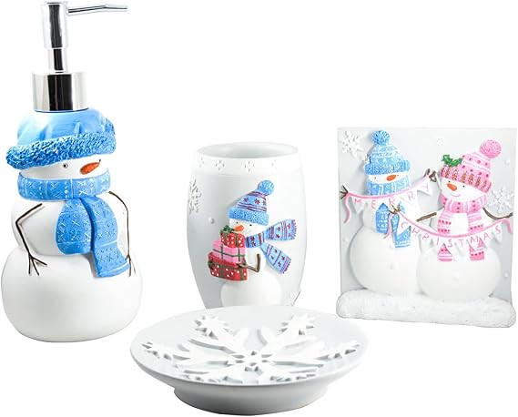 YangShiMoeed Christmas Bathroom Accessories Snowman Bath Set with Soap Dispenser,Toothbrush Holde... | Amazon (US)
