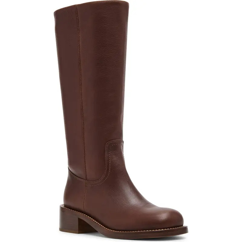 Steve Madden Riggs Knee High Boot in Black Leather at Nordstrom, Size 8.5 | Nordstrom
