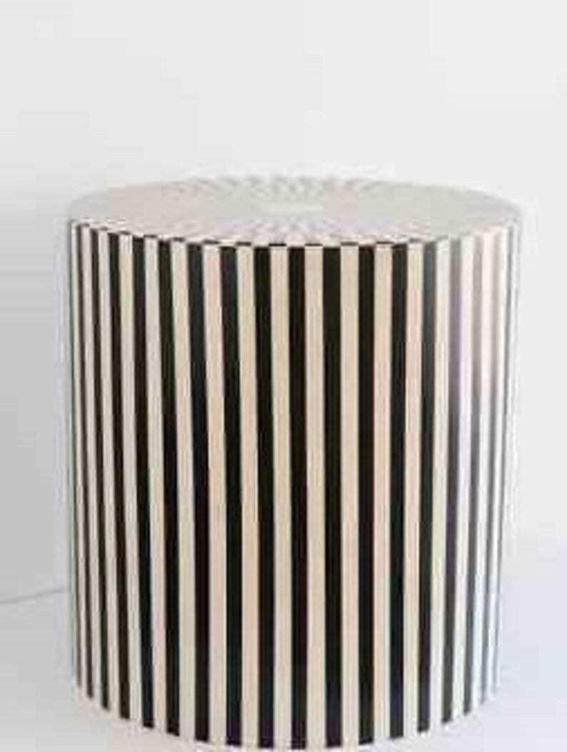 Wooden Bone inlay striped Drum side Table, center table, End table, Bone inlay Center Table, Bone... | Etsy (US)