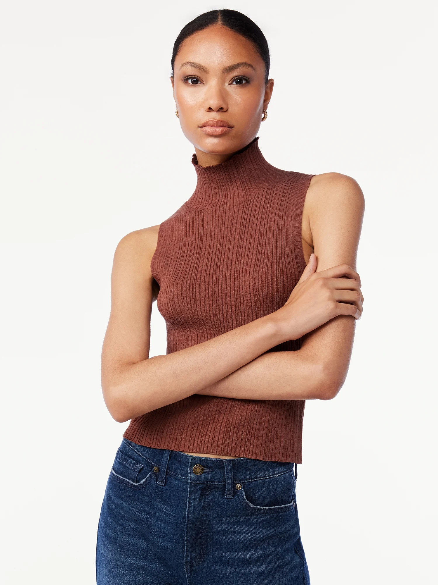 Scoop Women's Sleeveless Knit Turtleneck | Walmart (US)