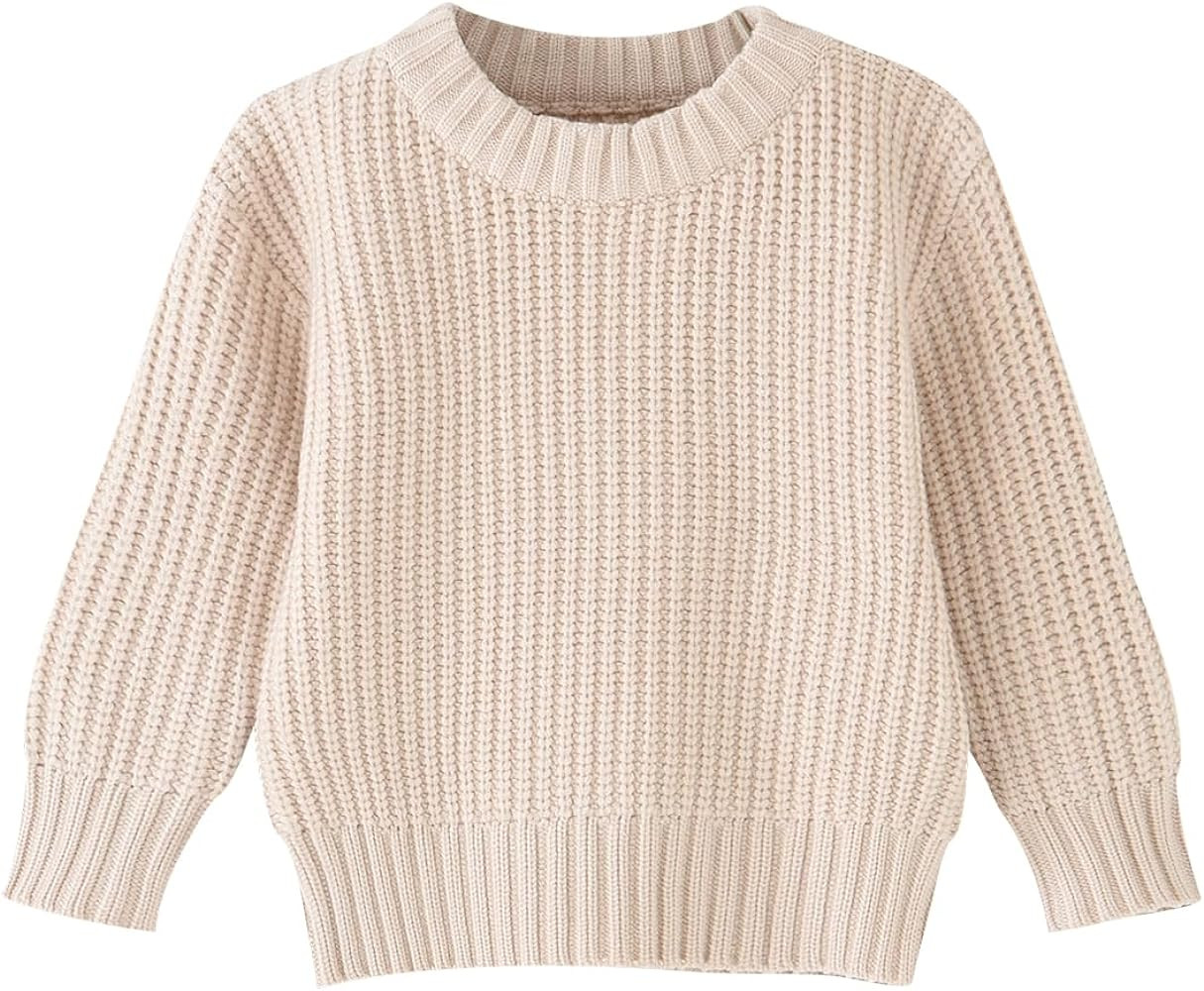 Toddler Baby Boys Girls Knitted Sweater Warm Soild Pullover Top Autumn Winter Outfits | Amazon (US)