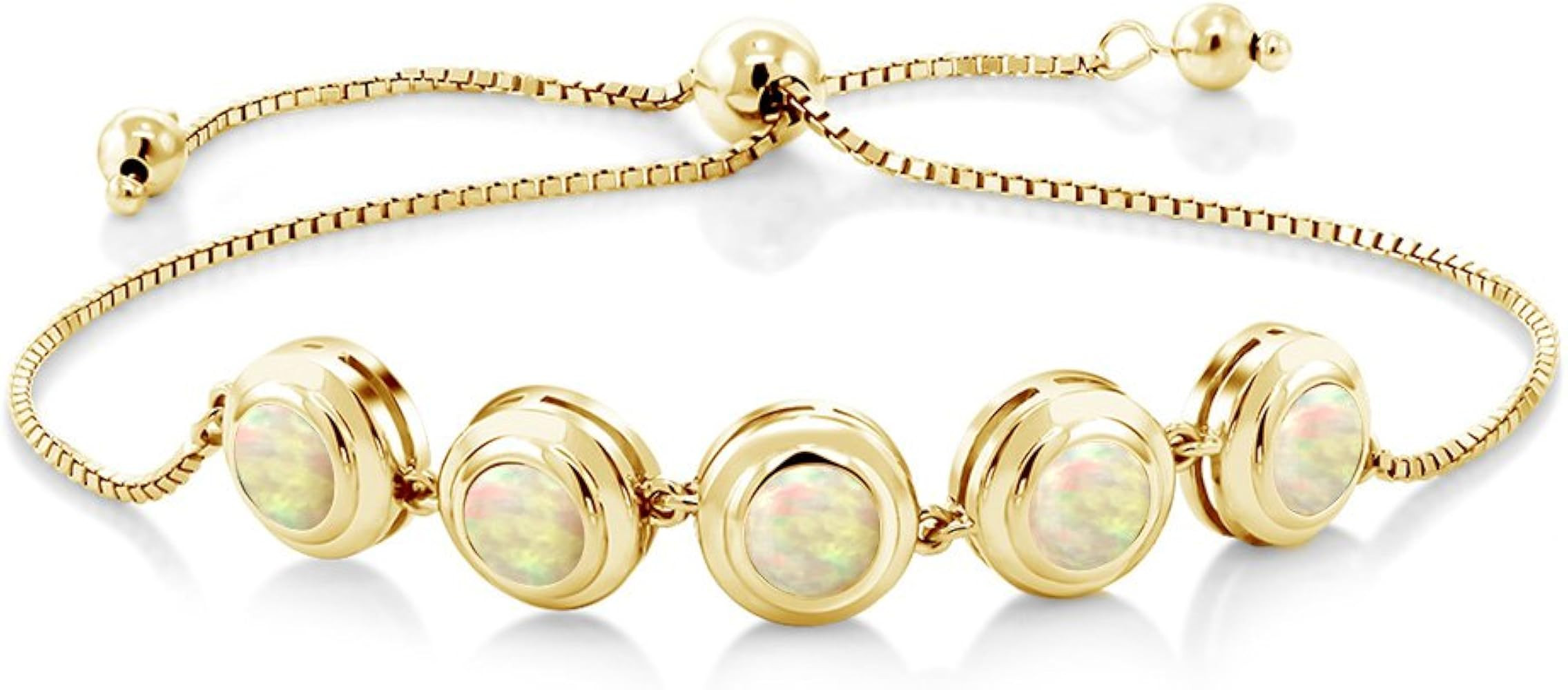 Gem Stone King 18K Yellow Gold Plated Silver 6MM Round Gemstone Birthstone Tennis Bracelet for Wo... | Amazon (US)