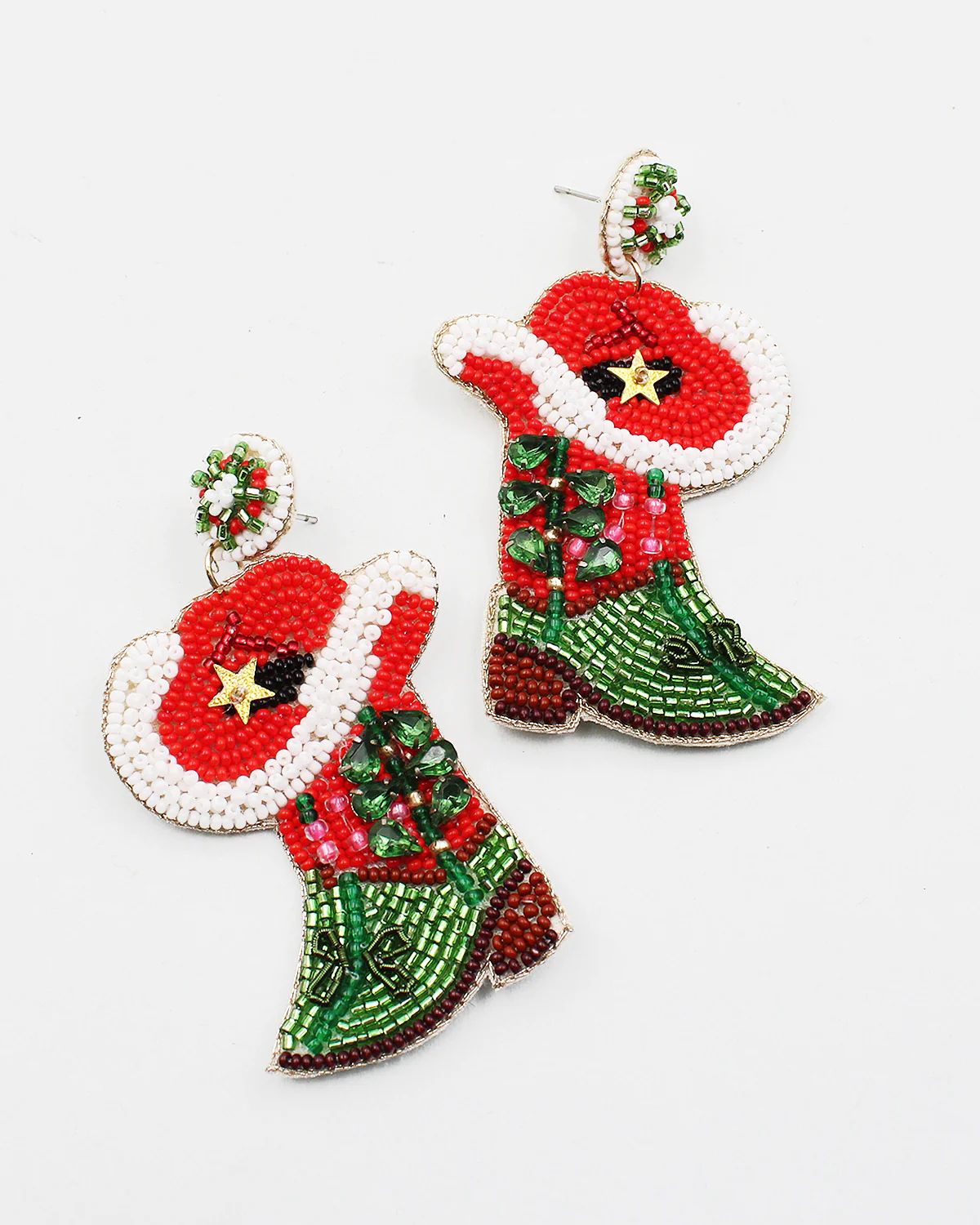 Christmas Cowboy Boot Stocking Earrings | Sam Moon Trading