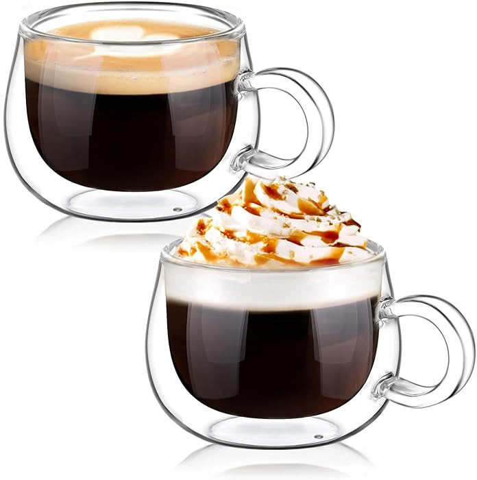 glastal German Quality 4 Oz Insulated Double Wall Glass Espresso Cups, Espresso Coffee Cups, Doub... | Amazon (US)