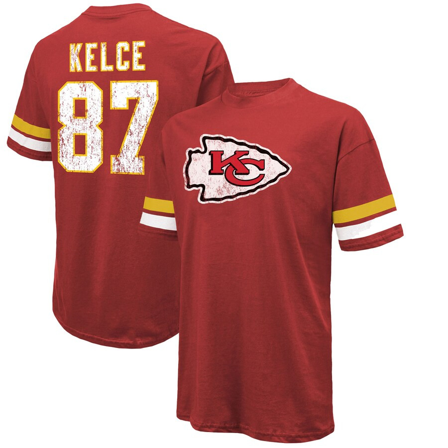 Travis Kelce Kansas City Chiefs Majestic Threads Name & Number Oversize Fit T-Shirt - Red | Fanatics