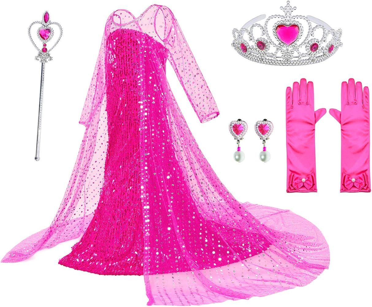 Luxury Princess Dress Costumes With Shining Long Cape Girls Birthday Party | Amazon (US)