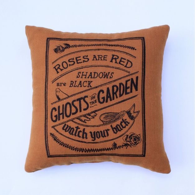 Embroidered Ghosts in the Garden Square Throw Pillow Orange/Black - Threshold&#8482; | Target