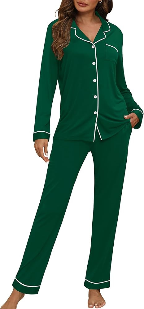 HNG Women Pajama Set Long Sleeve Sleepwear Fashion Night Wear | Amazon (US)