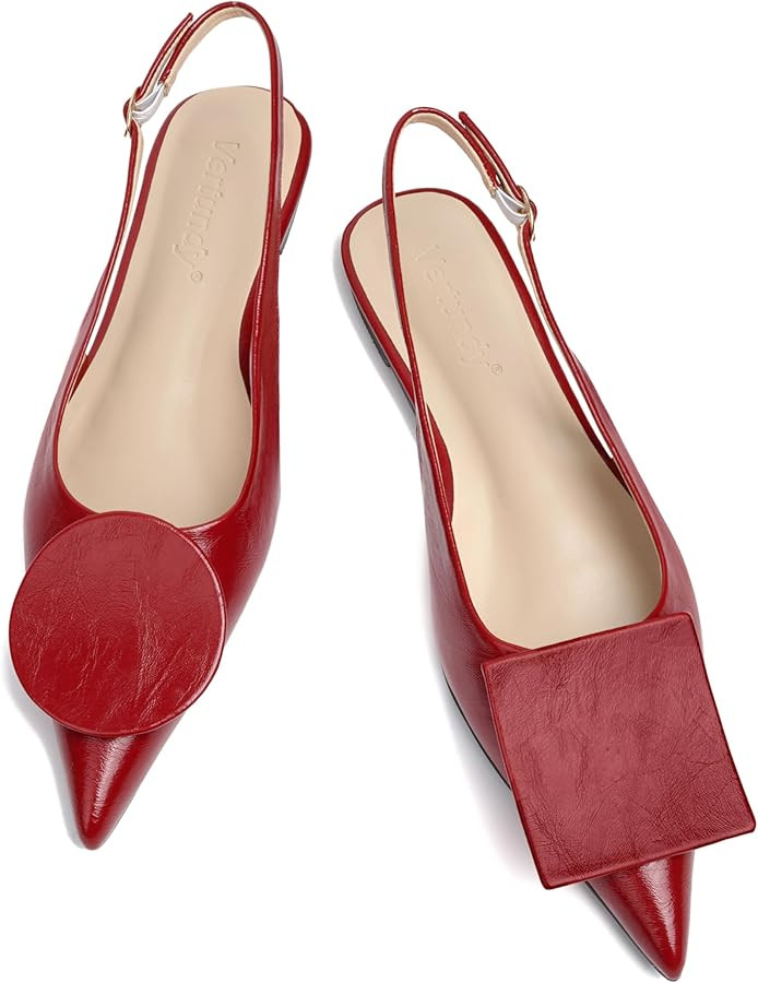 Vertundy Women's Slingback Flats Pointed Toe Flats for Women Low Heel Pumps Ankle Strap Sandals C... | Amazon (US)