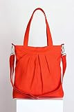 Orange Bag Large Bag Washable Two Large Pocket Zipper closed Canvas Purse Shoulder bag Removable & A | Amazon (US)