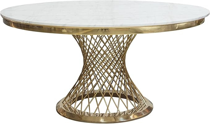 Diamond Sofa Solstice Round Dining Table with Genuine Marble Top SOLSTICEDTGD | Amazon (US)