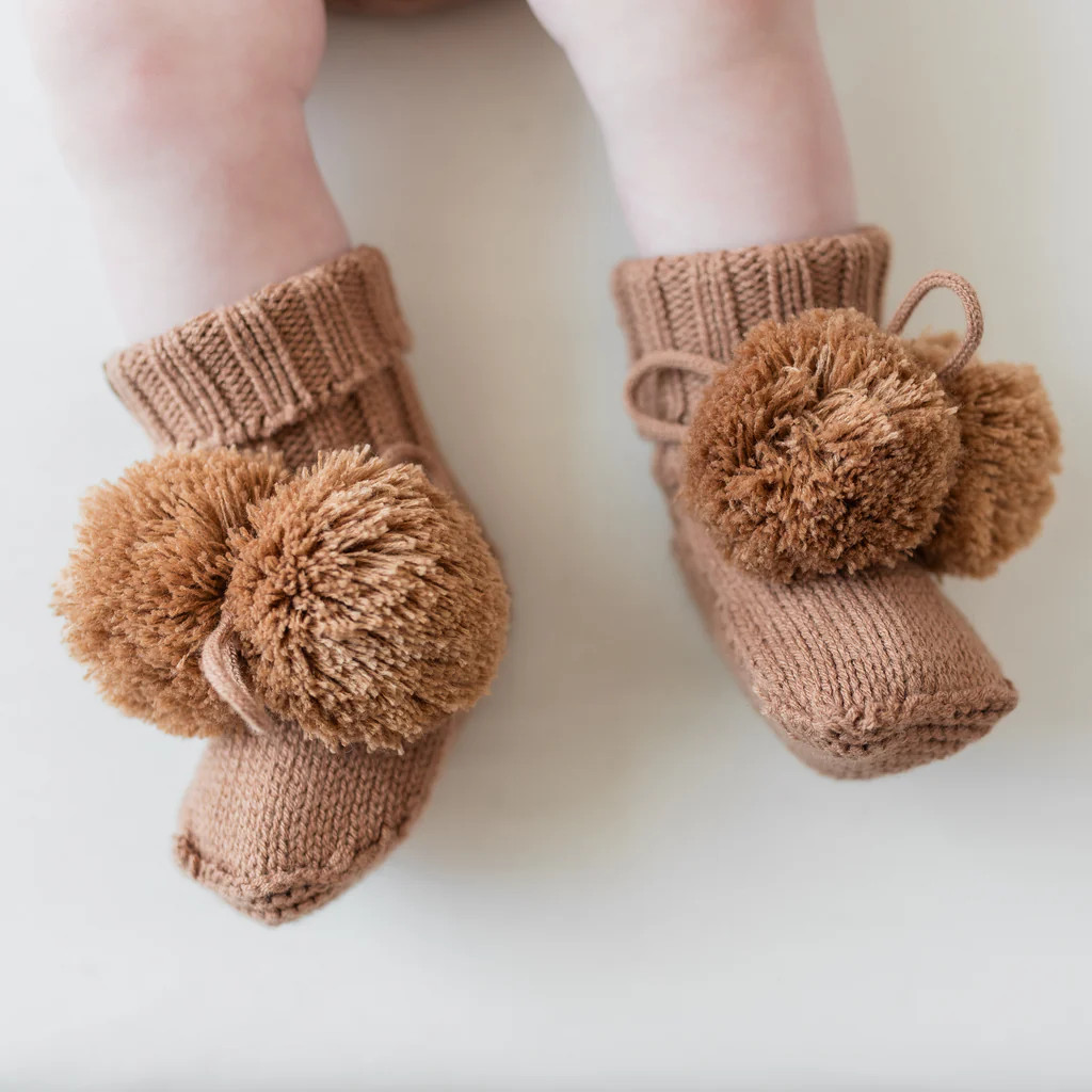 Knit Booties in Latte | Kyte Baby