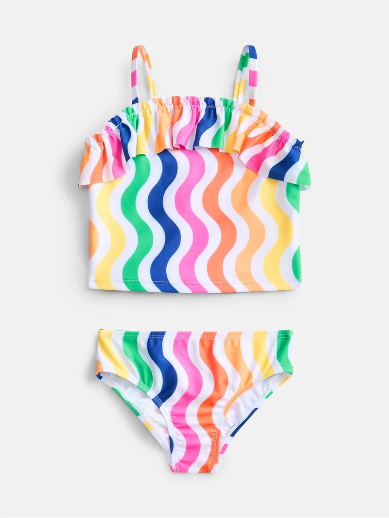 Wonder Nation Baby and Toddler Girls Tankini Swimsuit Set, 2-Piece, Sizes 12M-5T | Walmart (US)