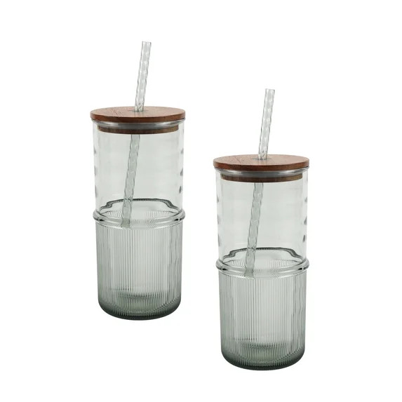 Better Homes & Gardens 2-Piece Green Ribbed Tritan Sipper Tumbler Set | Walmart (US)