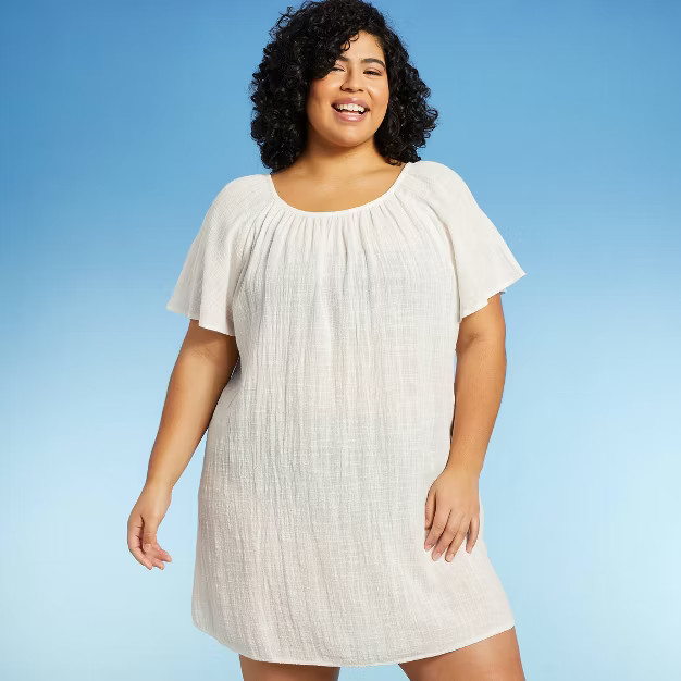 Women's Wide Neck Flutter Sleeve Cover Up Dress - Kona Sol™ | Target