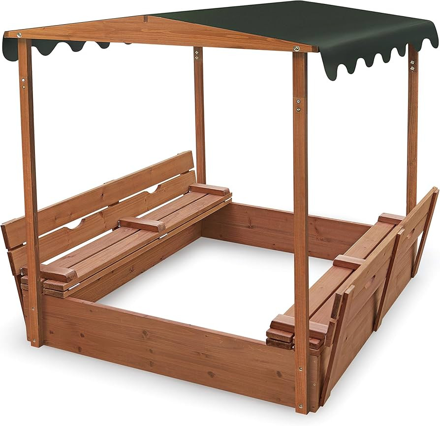 Badger Basket Covered Convertible Cedar Sandbox with Canopy and Bench Seats | Amazon (US)